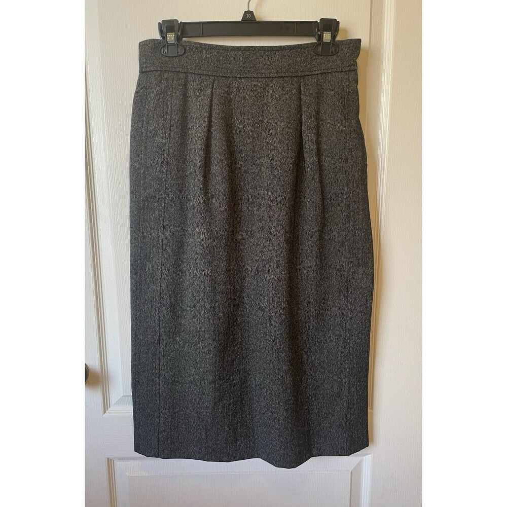 VTG Guy Laroche Skirt Wool Blend Size 44 Large Made in France Black - Picture 2 of 10
